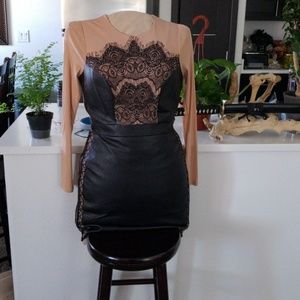 Knee high leather &nylon dress